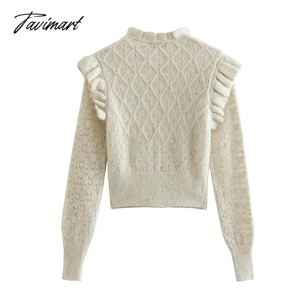 Tavimart  Indie Folk Vintage Butterfly Sweaters Sleeve Ruffles Knitwear Sweaters Women Tops