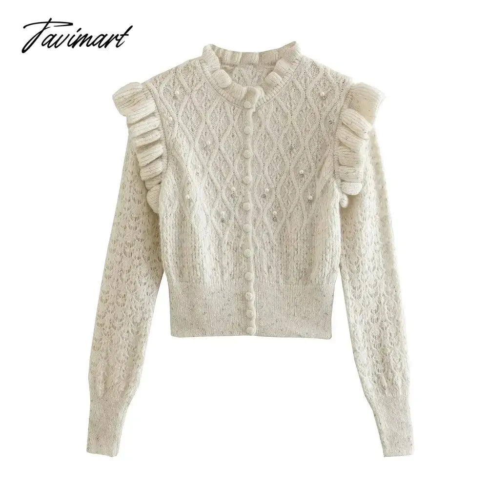 Tavimart  Indie Folk Vintage Butterfly Sweaters Sleeve Ruffles Knitwear Sweaters Women Tops