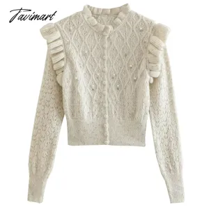 Tavimart  Indie Folk Vintage Butterfly Sweaters Sleeve Ruffles Knitwear Sweaters Women Tops