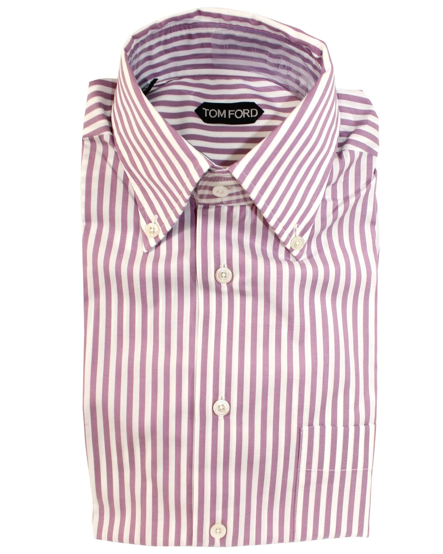 Tom Ford Button-Down Shirt Purple White Stripes Modern Fit 39 - 15 1/2 SALE