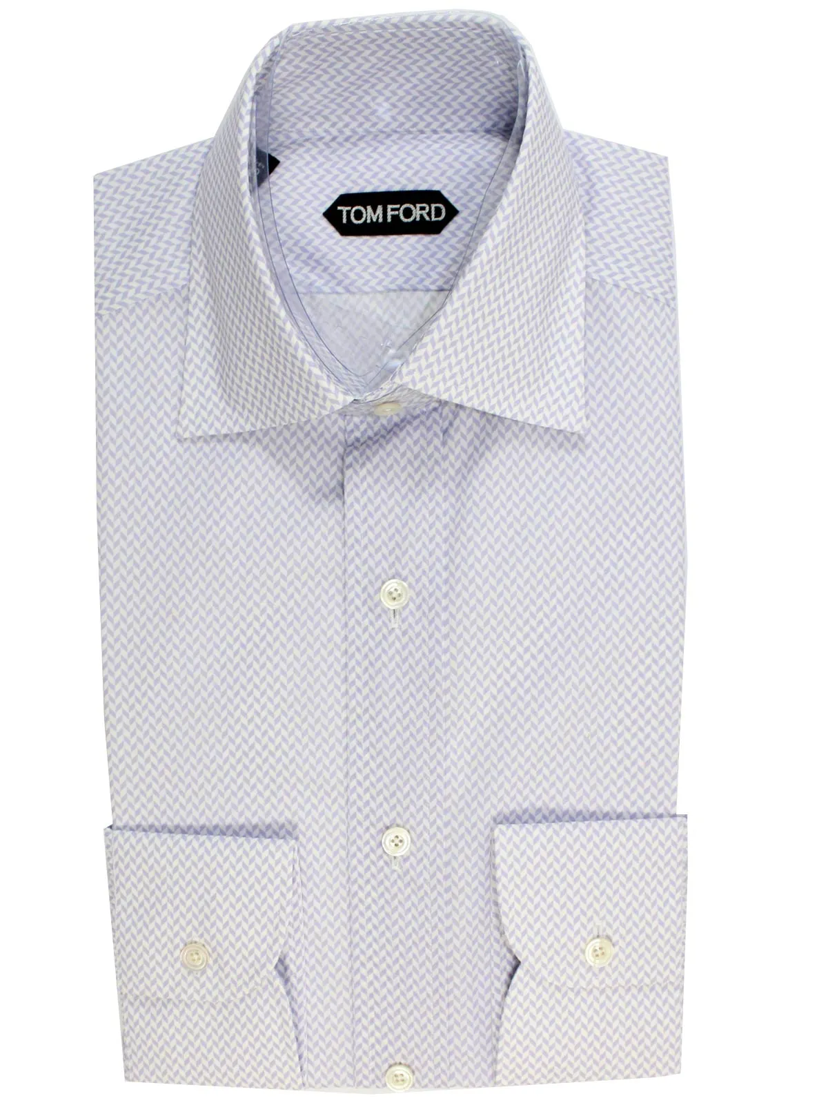 Tom Ford Dress Shirt White Lilac Herringbone Modern Fit 39 - 15 1/2 REDUCED SALE