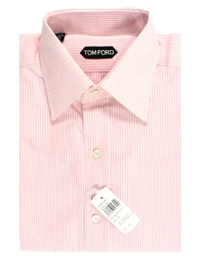 Tom Ford Shirt Pink White Stripes Modern Fit 39 - 15 1/2