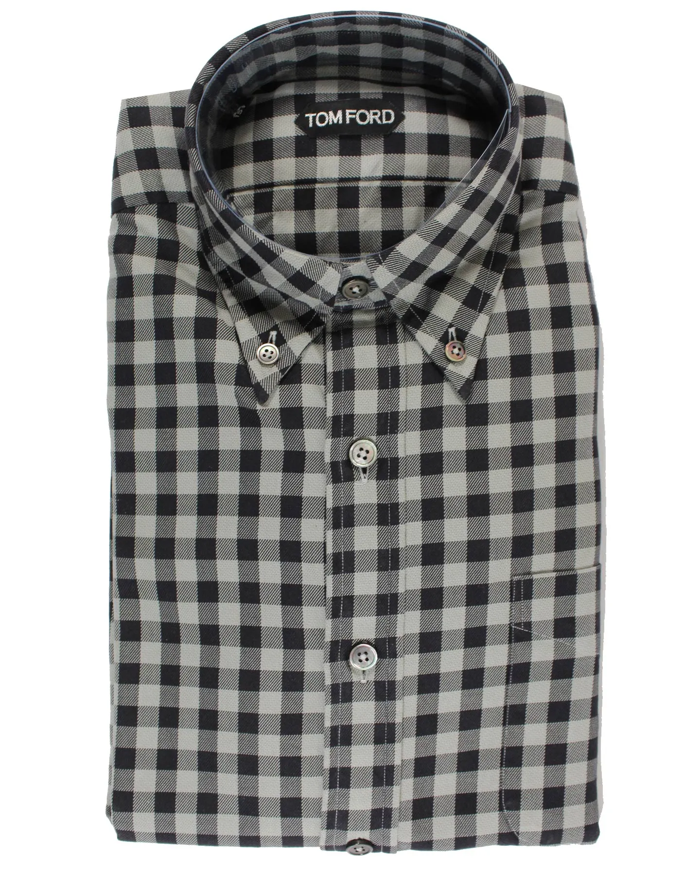 Tom Ford Sport Shirt Gray Black Check - Button Down 39 - 15 1/2 SALE