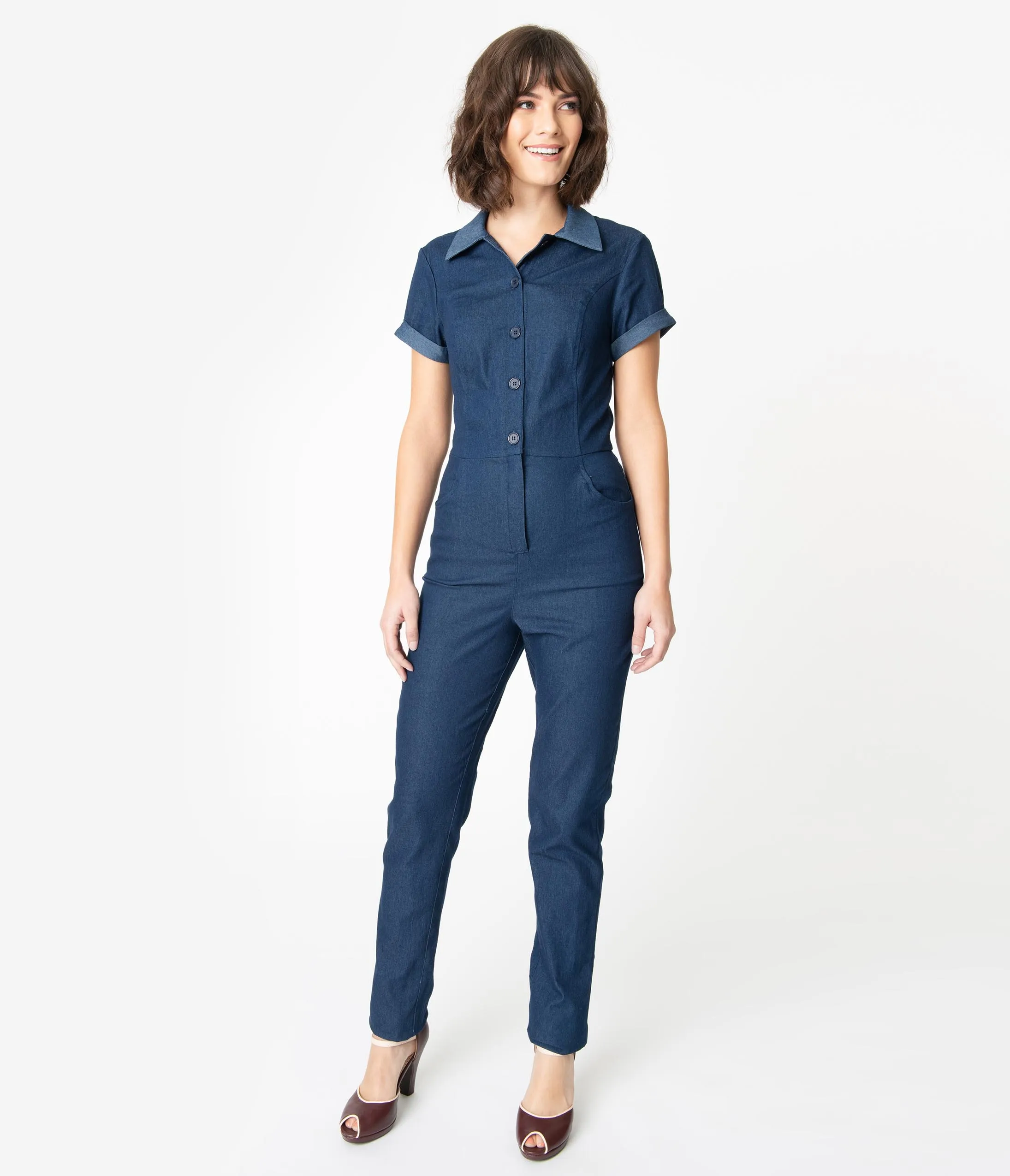 Unique Vintage 1940s Blue Denim Claire Coverall