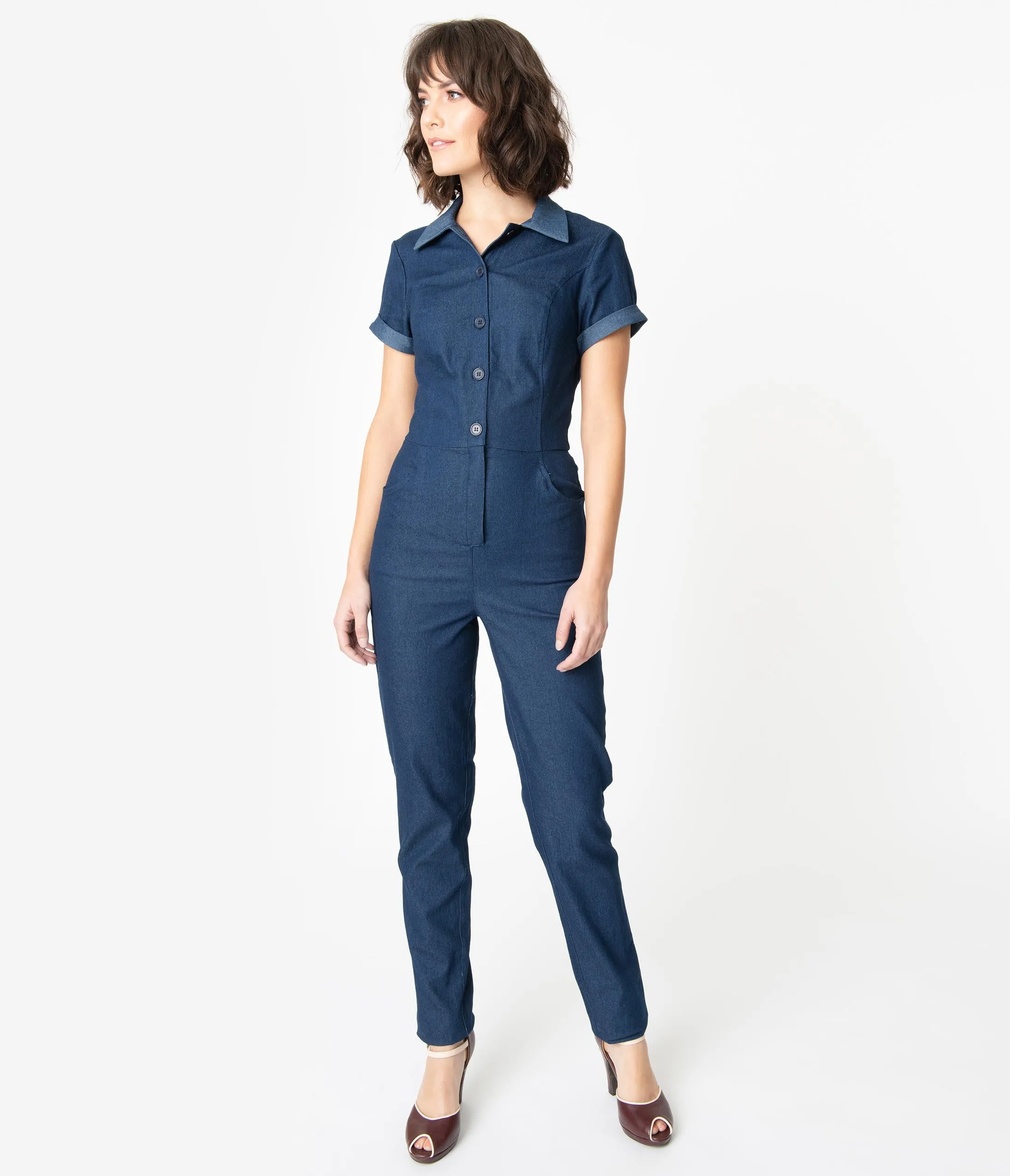 Unique Vintage 1940s Blue Denim Claire Coverall