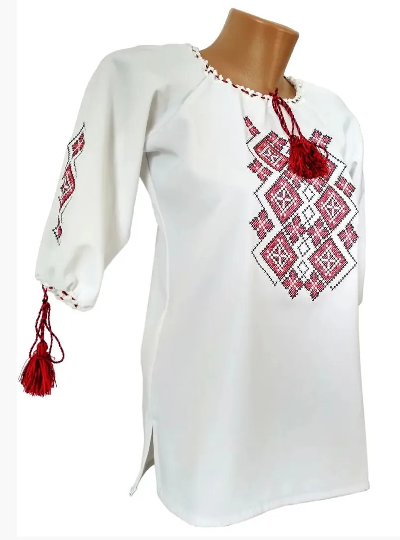 Vyshyvanka for women with red and blue embroidery