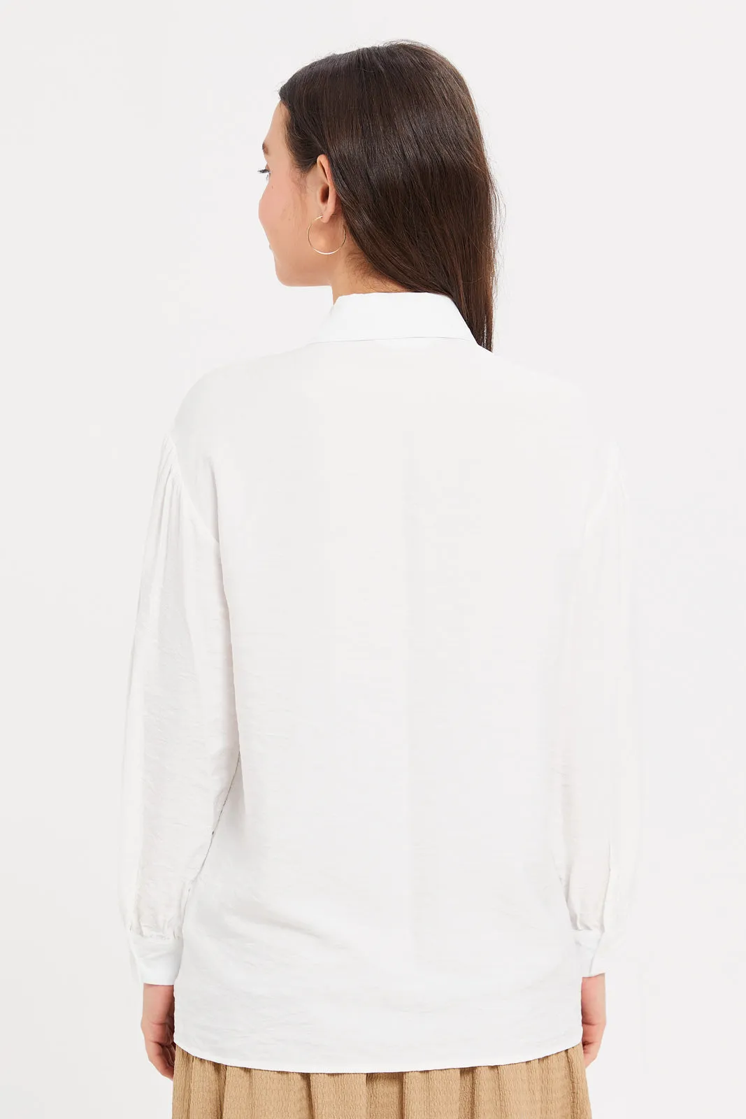 Women Ivory Embellished Shirt