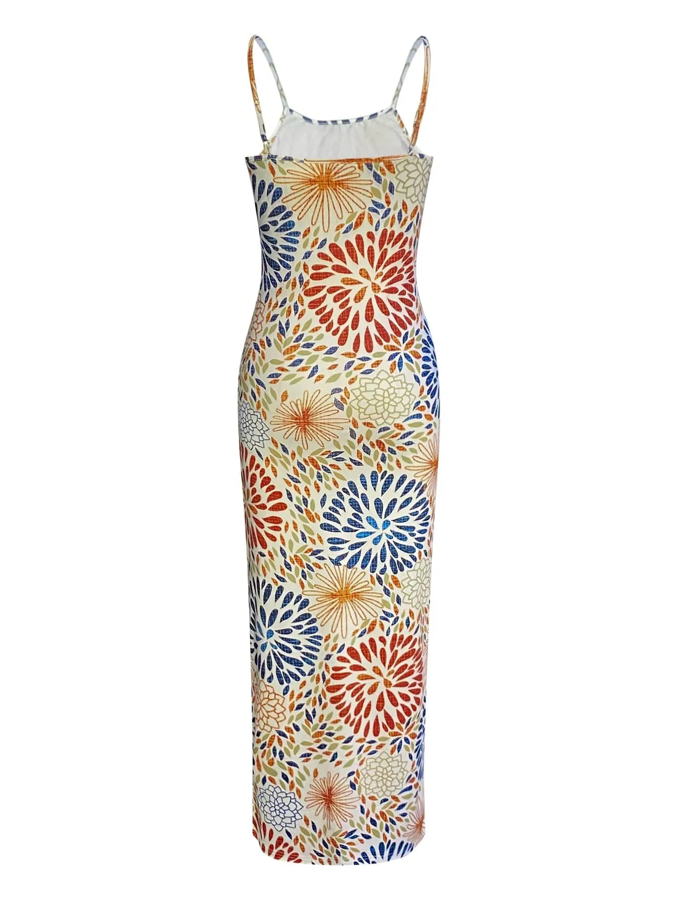 Women's Sleeveless Maxi Dress with Mixed Multi-Colour Flower Print Pattern - Ankle-Length Style