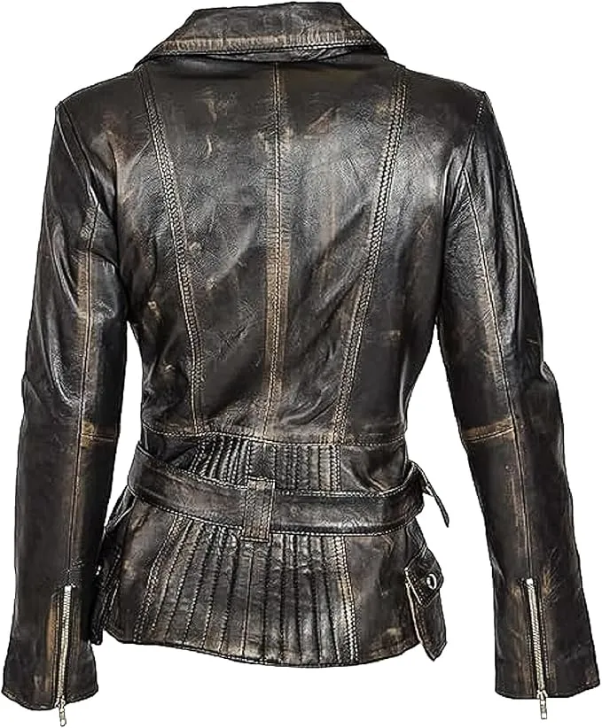 Women's Vintage Chic Collection Distressed Leather Jackets WD04